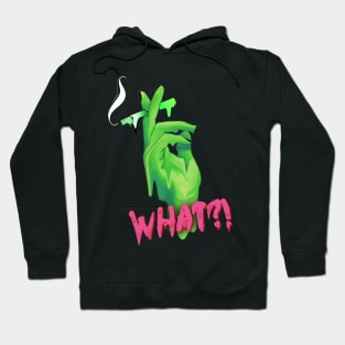 dripping neon green alien hand holding a cigarette Hoodie